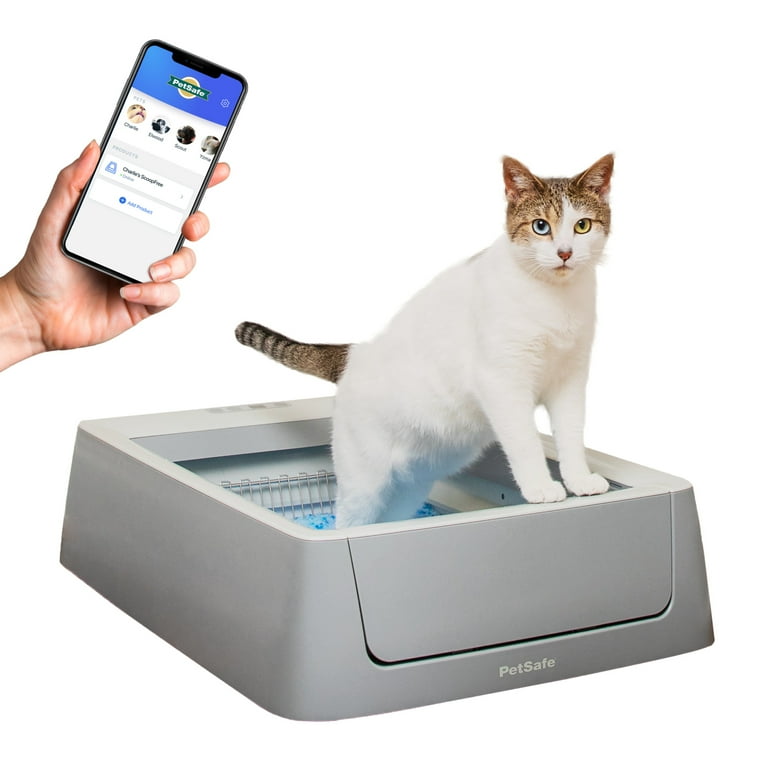 PetSafe ScoopFree Crystal Smart Self Cleaning Cat Litter Box Phone App Connected Gray Walmart