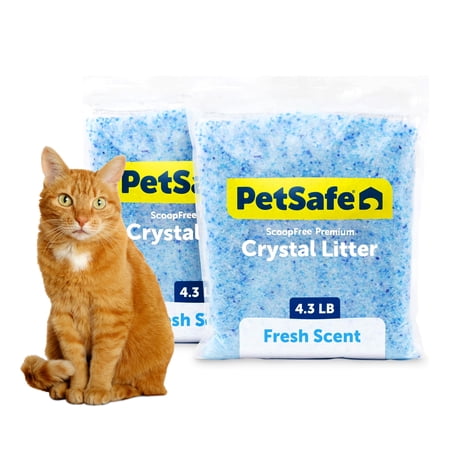 PetSafe ScoopFree Premium Crystal Cat Litter, Fresh Scent, Silica Crystals, 4.3 lb, 2-Pack, Blue