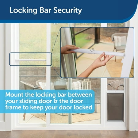 PetSafe Sliding Glass Pet Door Security Bar - Easy to Install - Lock Your Sliding Glass Pet Door - Compatible Sliding Glass Pet Doors - for Sliding Glass Doors up to 72 in; Wide,White