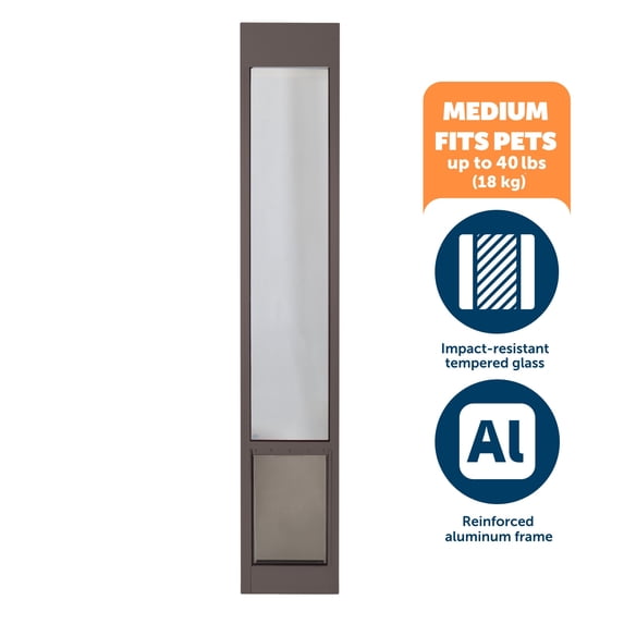 PetSafe Sliding Glass Pet Door for Dogs and Cats, Frame in Aluminum, 80 11/16 in, Medium, Bronze