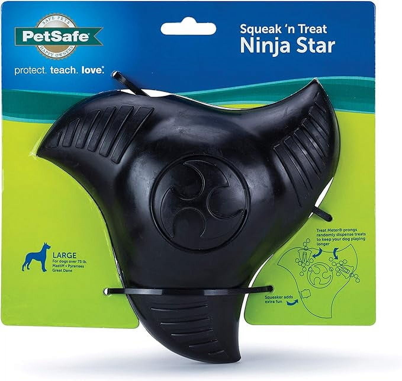 PetSafe Squeak 'n Treat Ninja Star Dog Chew Toy - Durable Rubber