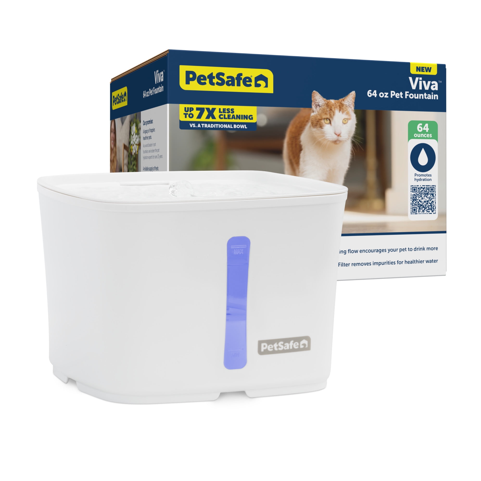 Walmart Deal of PetSafe Viva Pet Water Fountain for Small Pets, 64 oz, Whisper Quiet Pump, Dishwasher Safe