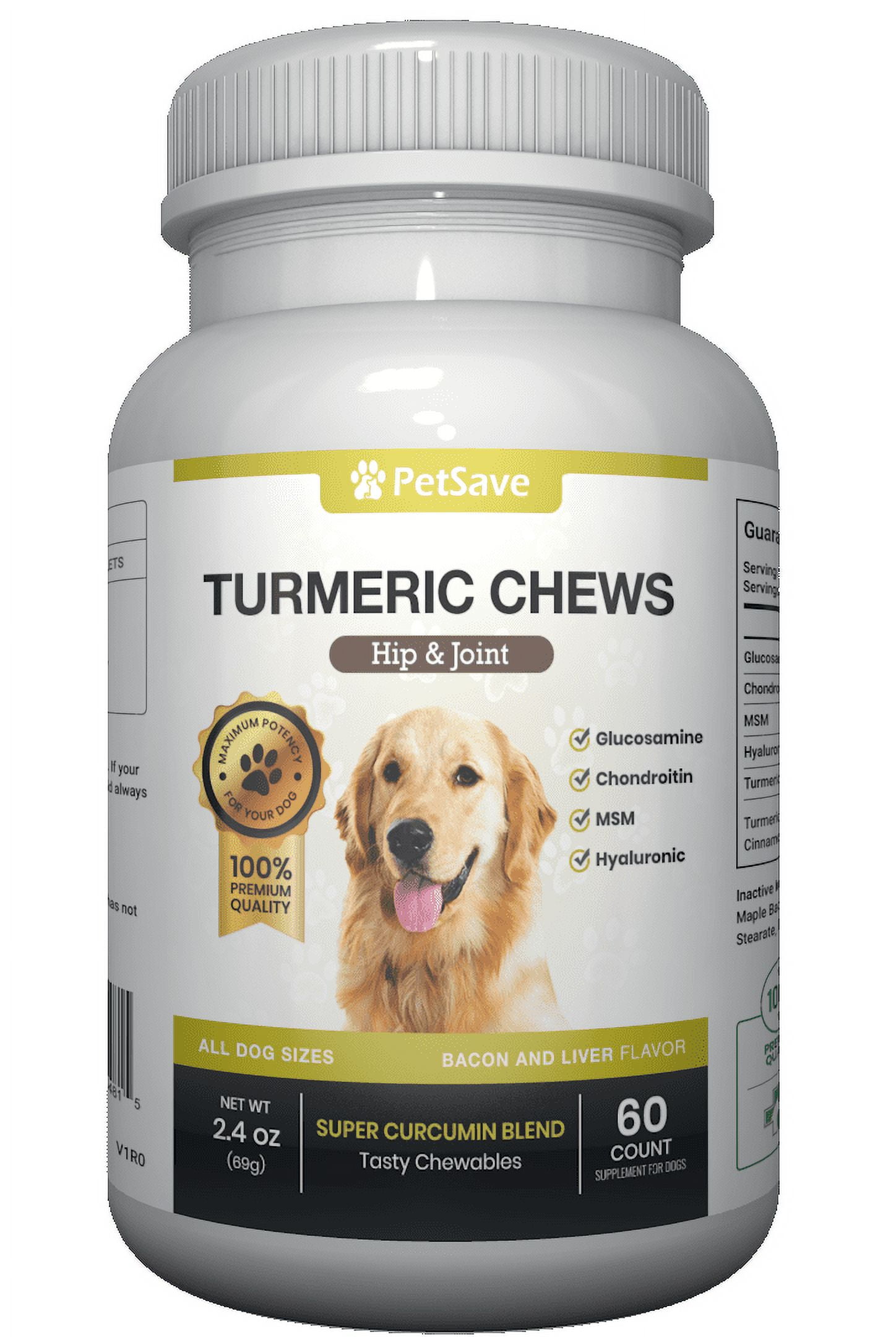 PetSave Turmeric chews for dogs Hip & Joint support 60 soft chews