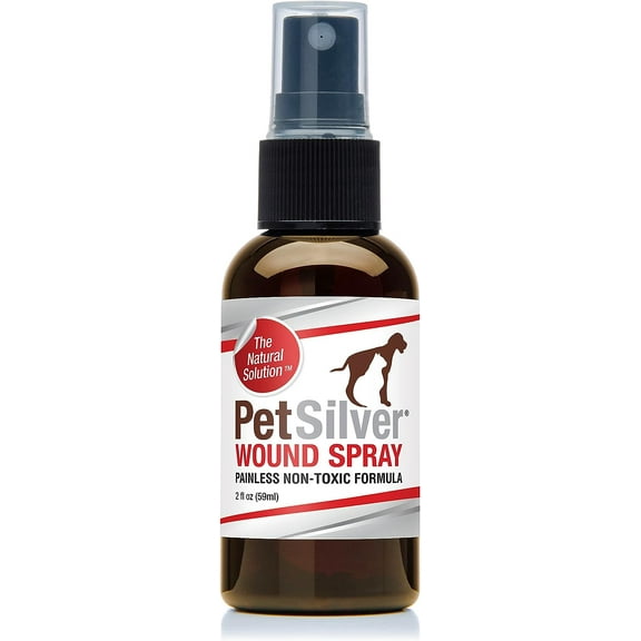 PetSilver Wound Spray with Chelated Silver, Made in USA, Vet Formulated, All Natural Pain Free Formula, Relief for Hot Spots, Wounds and Burns, 2 oz.