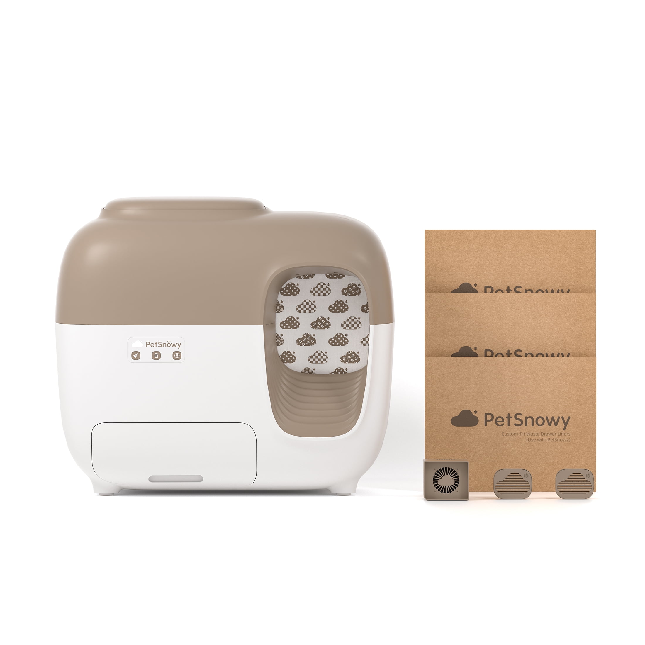 PetSnowy Auto-Packing Self Cleaning Kitty Litter Box with PetSnowy Auto-Packing Self Cleaning Kitty Litter Box with
