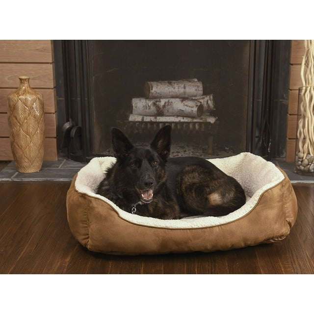 PetSpaces Fauxsuede Rectangular Pet Bed, Large