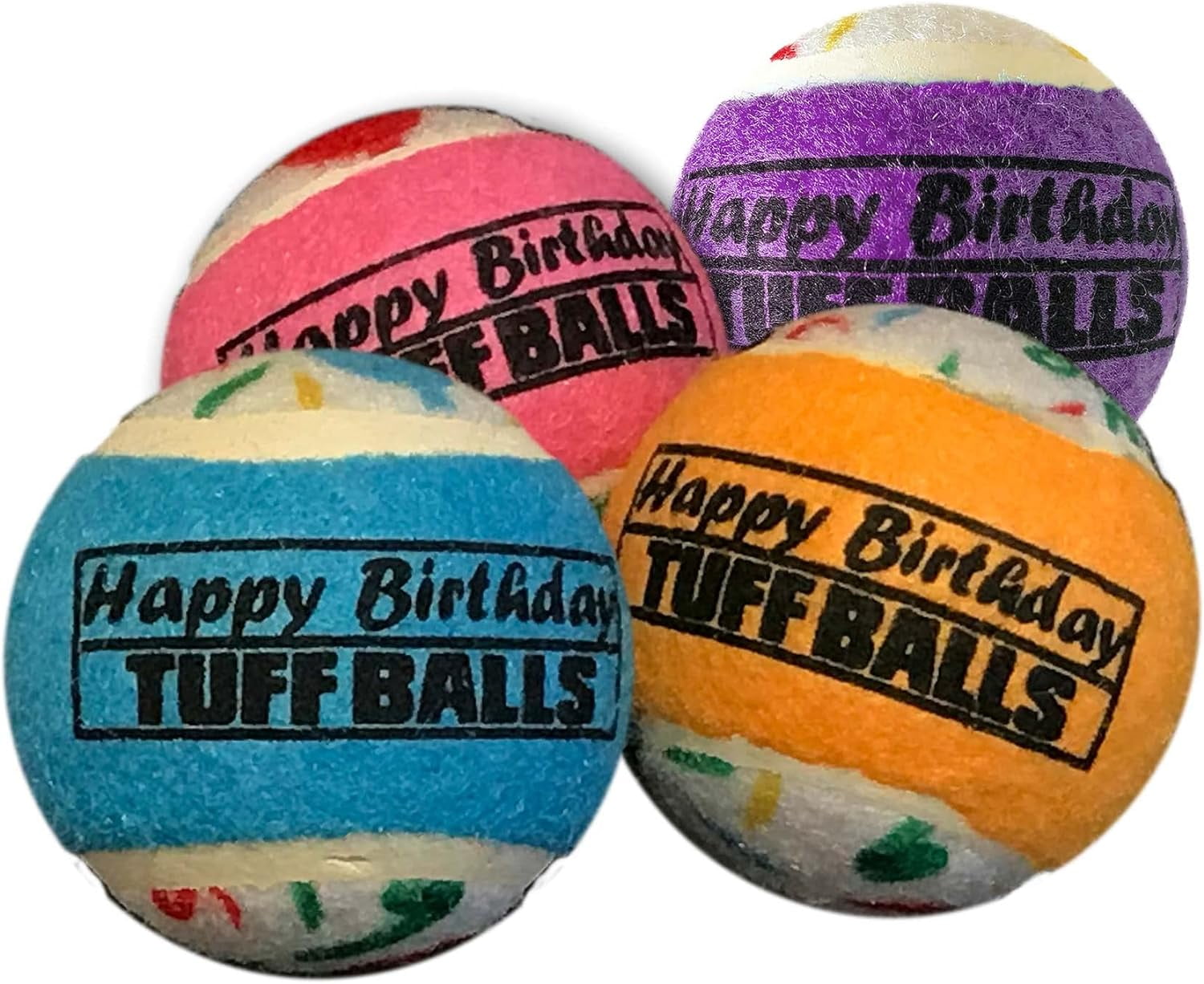 PetSport Jr. Happy Birthday Tuff Ball Dog Toys 4 Pack Small (1.8