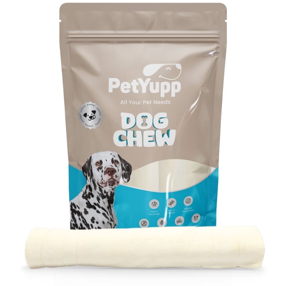 PetYupp Beef Cheek Rolls Dog Chews, Natural & Single Ingredient Dog Treats, 12 Inch, 5 Count