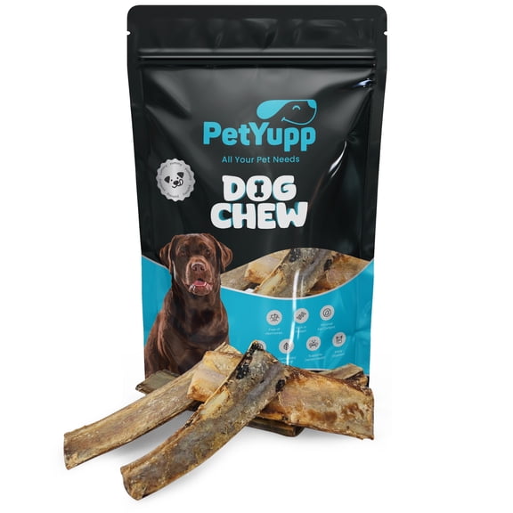 PetYupp Beef Rib Bones for Dogs, Slow Roasted & Single Ingredient Dog Chews, 5 Count
