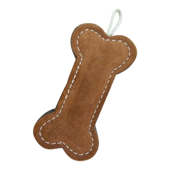 PetYupp Leather Bone Wool Stitched Dog Chew Toy