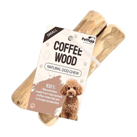 PetYupp Coffee Wood Dog Chew Sticks, Small, Pack of 2 - Natural Single Ingredient, Long-Lasting, Caffeine-Free