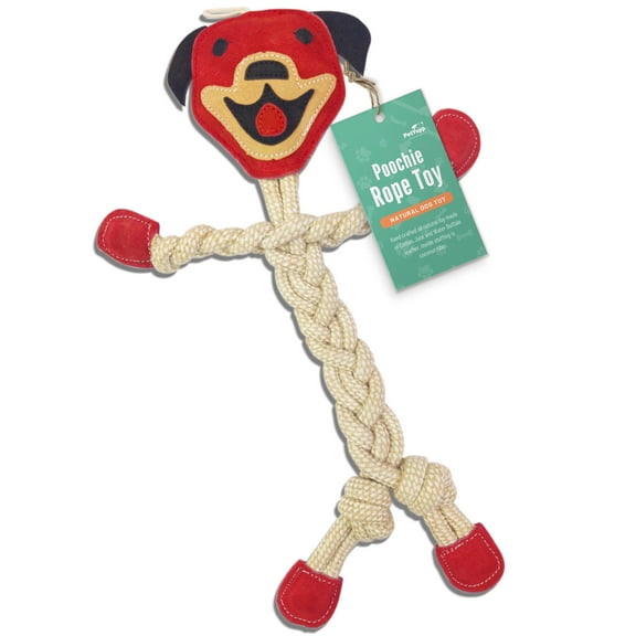 PetYupp Cotton Rope Chew Toy with Real Leather for Small Dogs & Puppies, Poochie