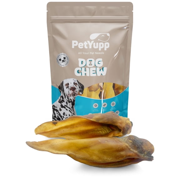 PetYupp Water Buffalo Ears With Meat Dog Treats, Natural & Single Ingredient Dog Chews, 20 Count