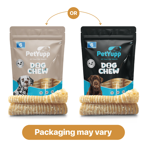 PetYupp Water Buffalo Trachea Dog Chew Treats, 6 Inch, 6 Count, Single Ingredient, Rawhide Free, Long Lasting