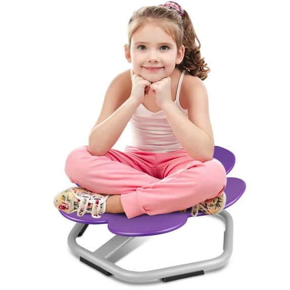 Petal Autism Kids Metal Base Swivel Chair for Coordination, Sit and Spin Swivel Chair for Kids Toys, Non-slip Spinning Chair for Autistic Kids, Carousel Spin Seat for Sensory Kids,Autism Chair(Purple)