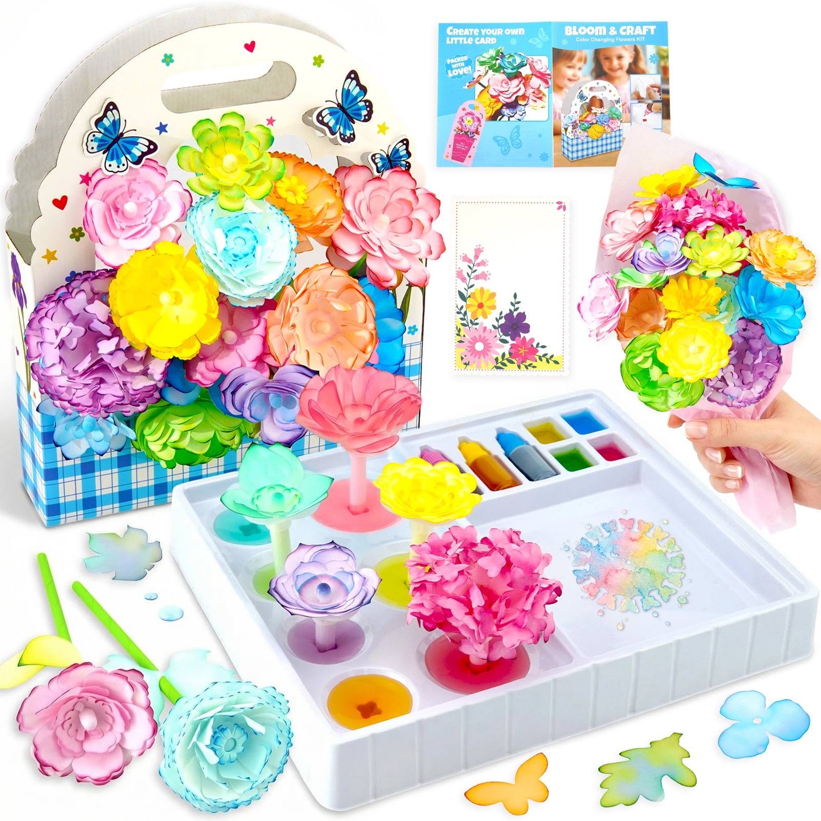 Petal Floral Art Kit ，DIY Paper Flower Craft Set, 3D Realistic Flowers with Colored Petals For Girls, Creative Artistic Fun Bouquet Craft Fun & Educational Arts Mother's Day, Birthdays, Parties.