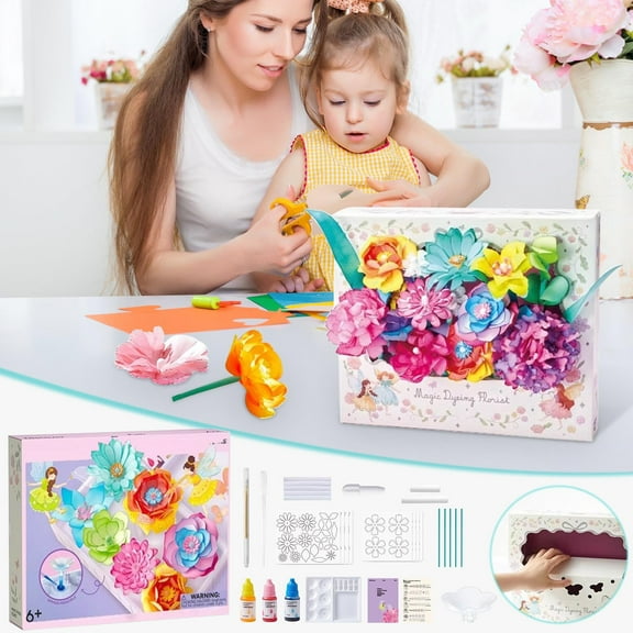Petal Flower Art Kit,DIY Flower Craft Kit,Handmade Floral Set,Customizable Color Crafting,Creative Flower Making,Arts and Crafts Kit,Educational Craft Set,Fine Motor Skills Activity