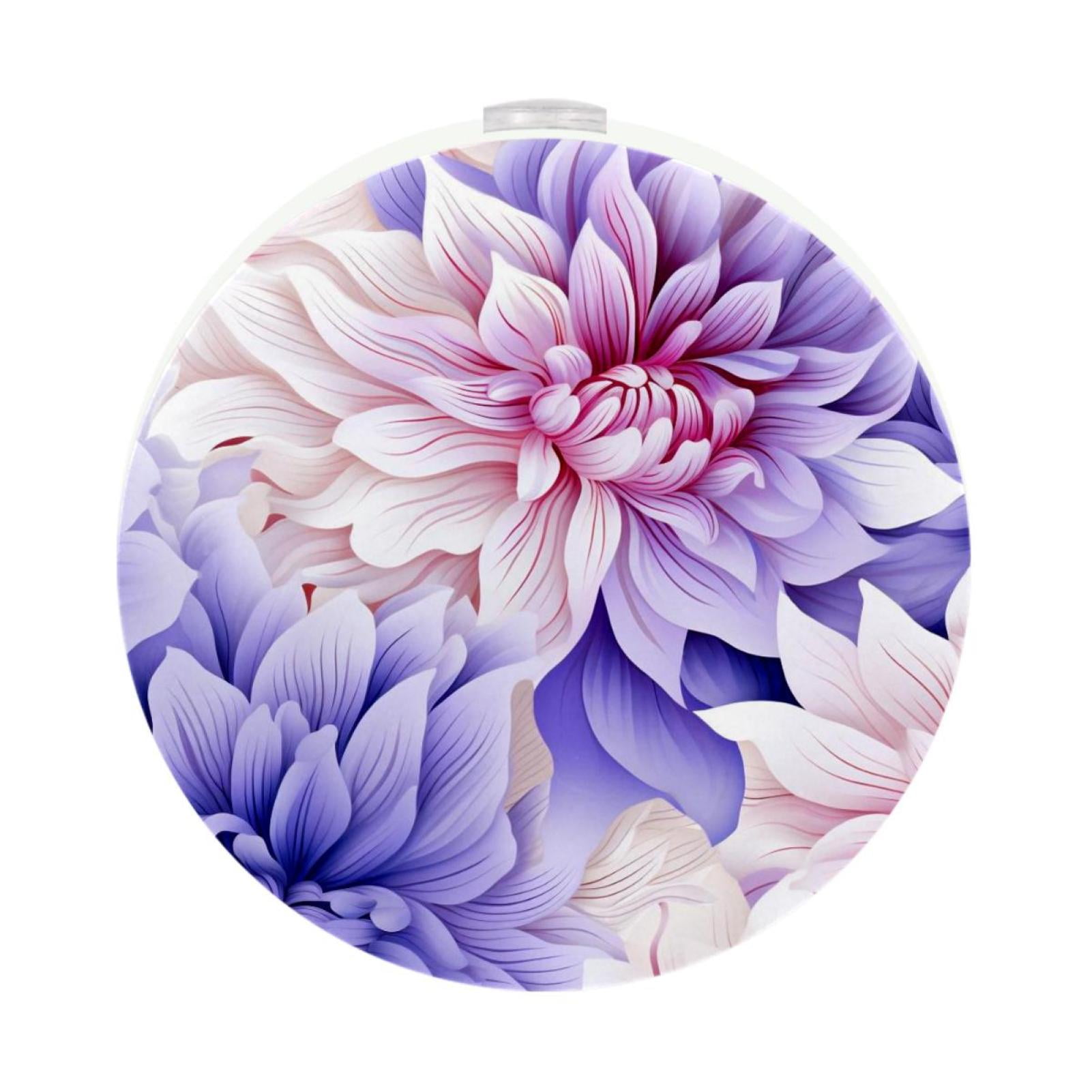 Petal Flower LED Round Night Light-2PCS, Plug-in Dusk to Dawn Sensor ...