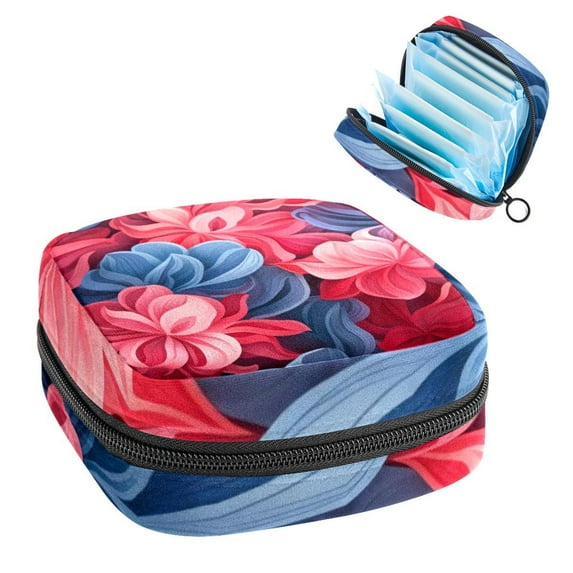 Petal Flower Sanitary Napkin Bag Pad Bag Small Canvas Pouch Sanitary Napkin Receptacle Bags 4.7x6.6x6.6 in - Velvet, Sponge