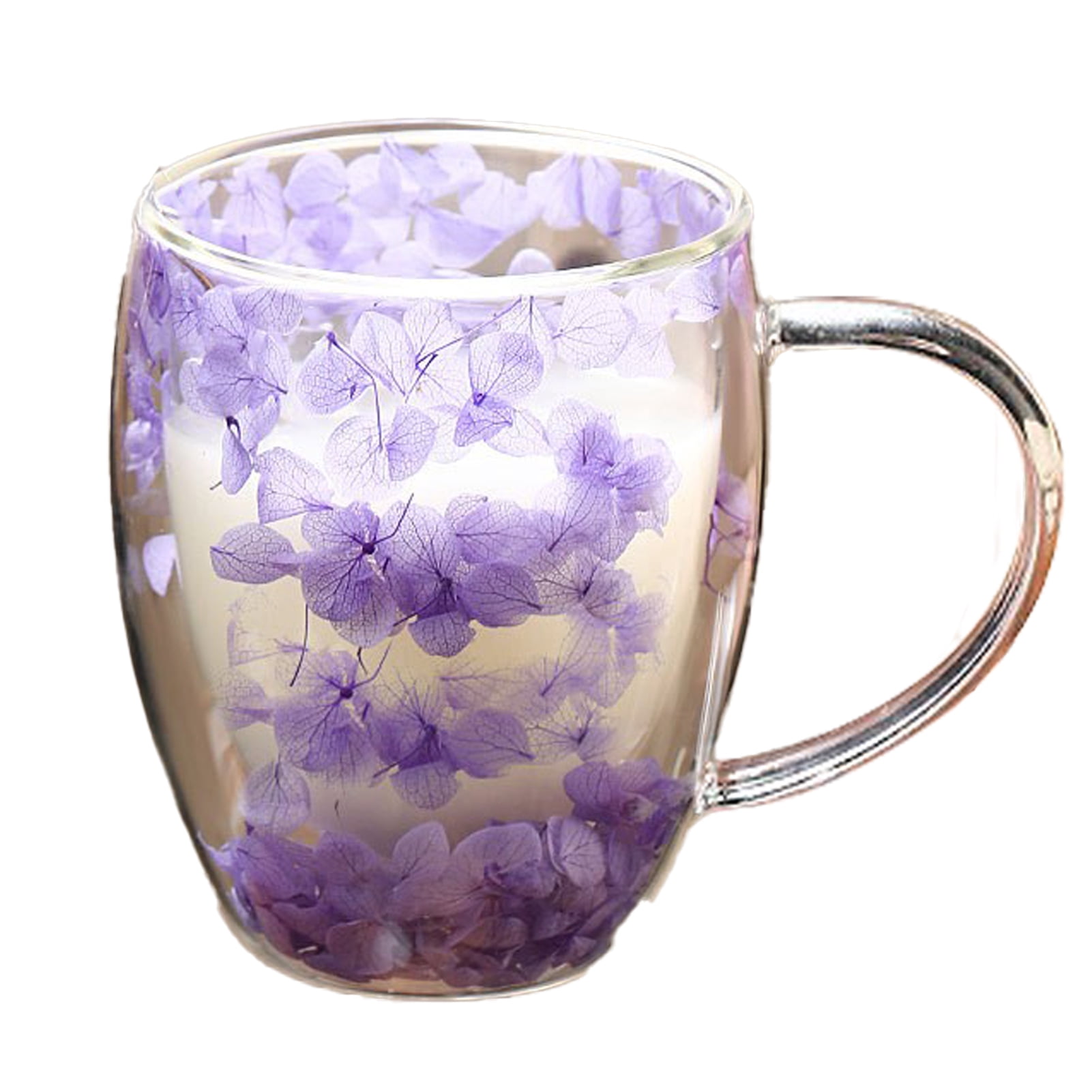 Petal Flowing Sand Cup True Flower Double Layer Glass Cup Creative High ...