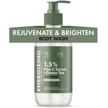 SkinResQ 1.5% Vitamin C Serum + Green Tea Energizing Body Wash, Cleanser, 16 fl oz Pump