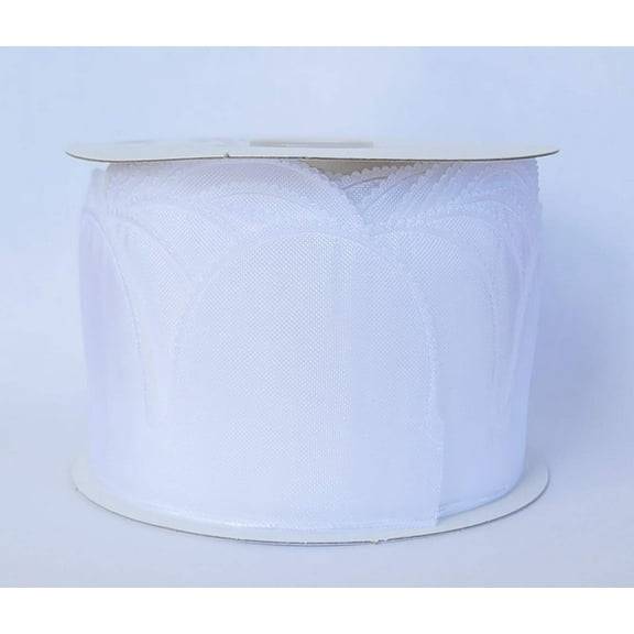 Petal Jordan Almond Flower Pull Bow Ribbon White (10 Yards)