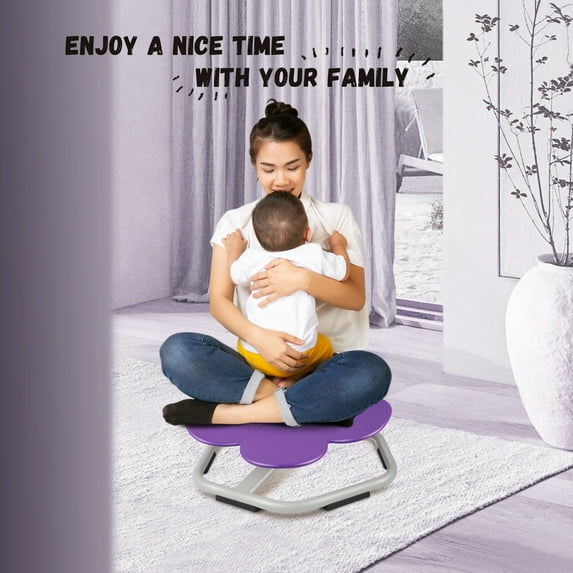 Petal Non-slip Spinning Chair for Autistic Kids, Autism Kids Metal Base Swivel Chair for Coordination, Sit and Spin Swivel Chair for Kids Toys, Carousel Spin Seat for Sensory Kids,Autism Chair(Purple)