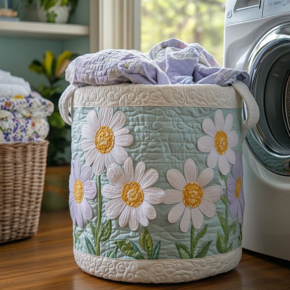 Petal Path Quilted Laundry Basket, Clothes Hamper Storage BagHousewarming Gift Ideas, Gift For Mom