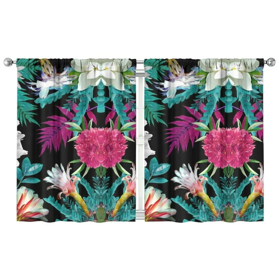 Petal Pattern Blackout Curtains 42x54 Inch Rod Pocket 2 Panels for Bedroom and Decorative Privacy Solution