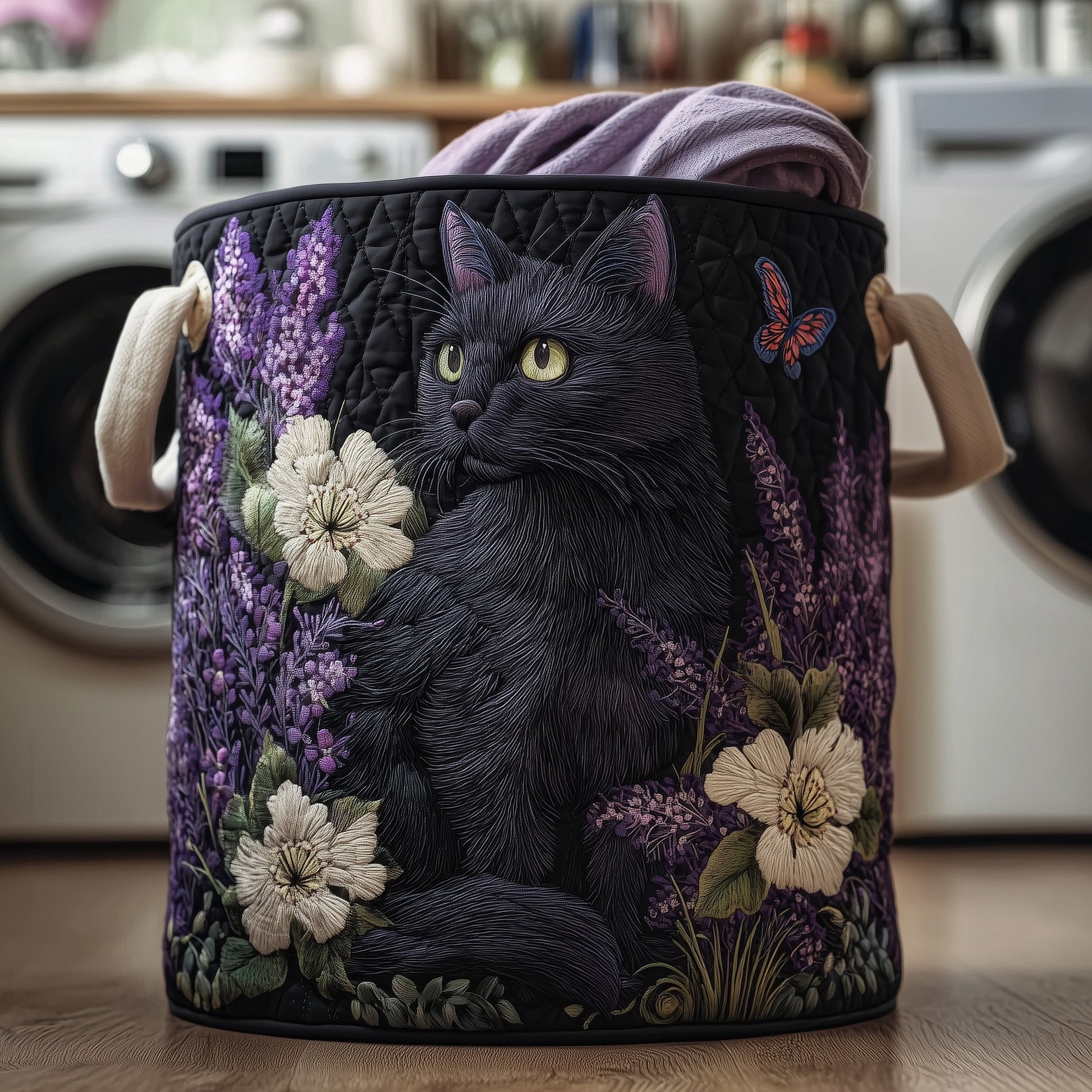 Petal Paws Quilted Laundry Basket, Storage Bin Laundry Basket Fabric, House Storage Hamper, Mother Day's Gift Ideas