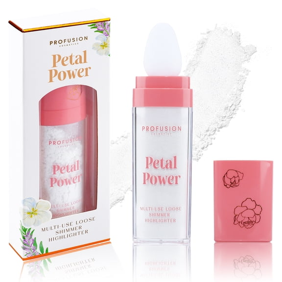 Profusion Cosmetics Petal Perfect Shimmer Highlighter Powder, Smudge-Proof Luminizer for Face & Body, Instant Glow Highlight Stick, White Gold