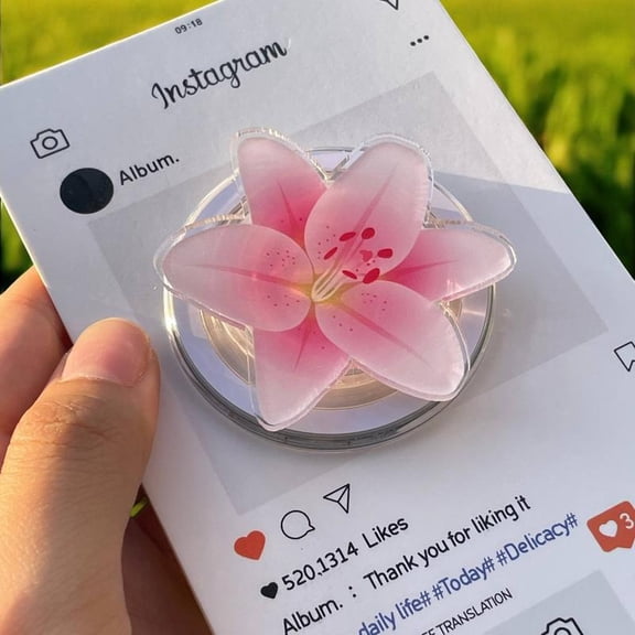 Petal Pink Phone Grip, Floral Pop Holder for Everyday Use