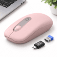 Small Pink Computer Mouse Petal Pink Wireless Laptop Mouse, Quiet Compact Portable 2.4G Cordless ...