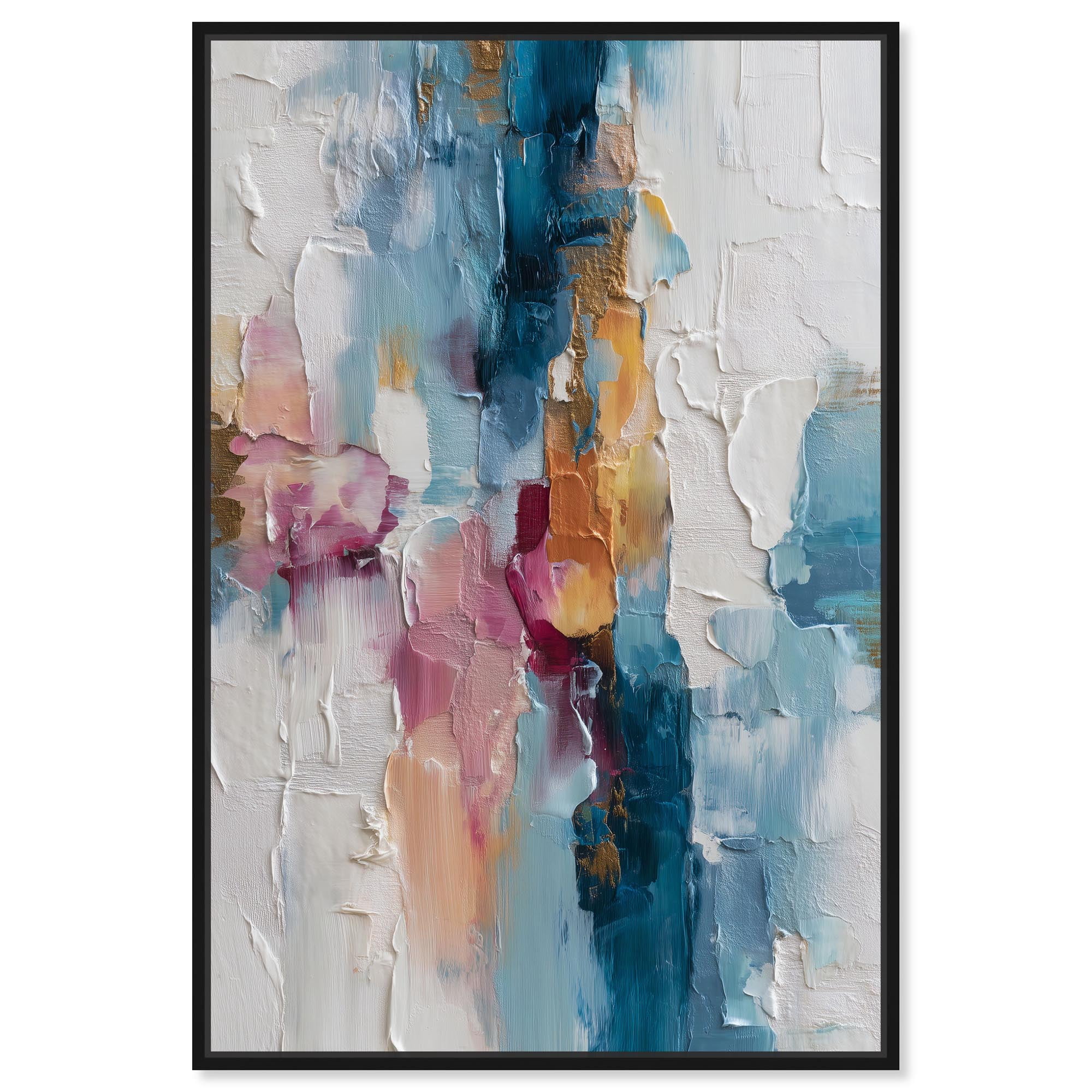 Petal Pink and Ocean Blue II Canvas Modern Wall Decor by Art Remedy, Black Frame, 30 x 45