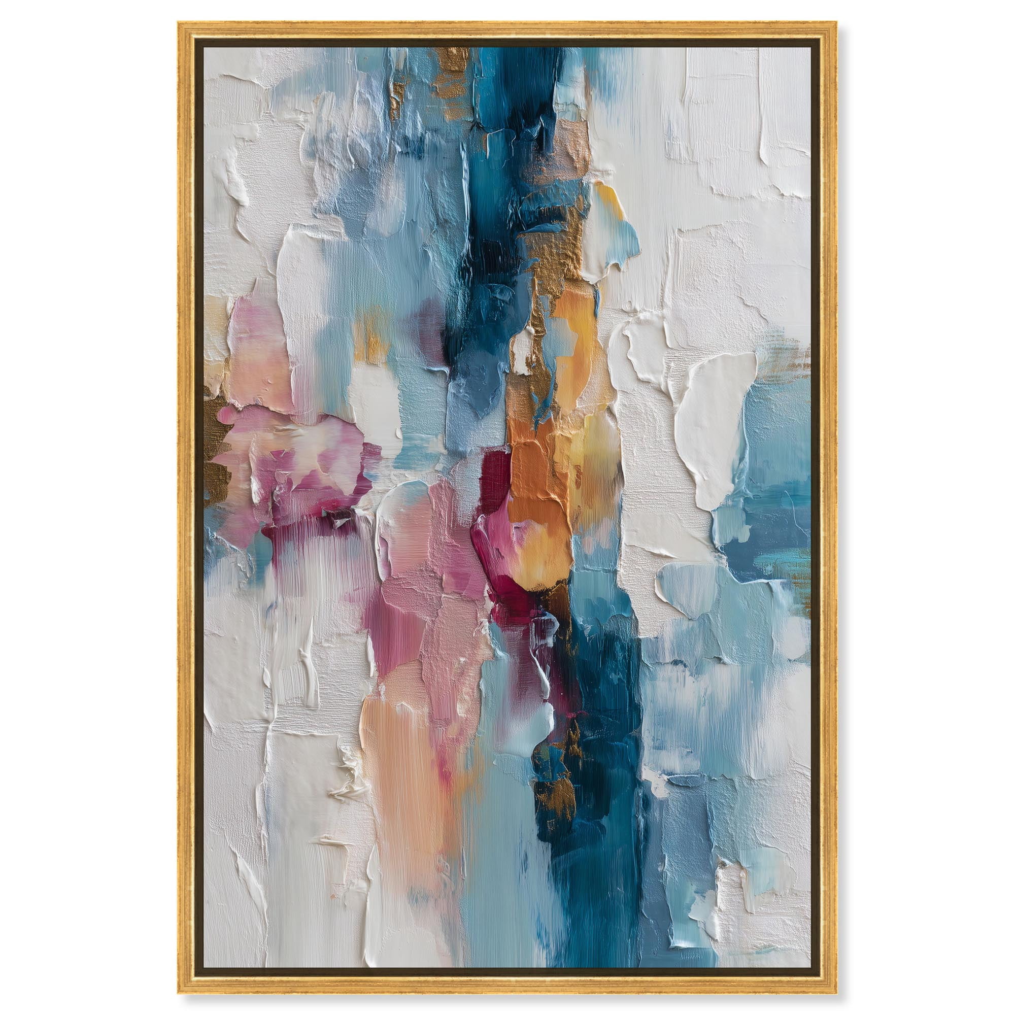 Petal Pink and Ocean Blue II Canvas Modern Wall Decor by Art Remedy, Gold Frame, 16 x 24