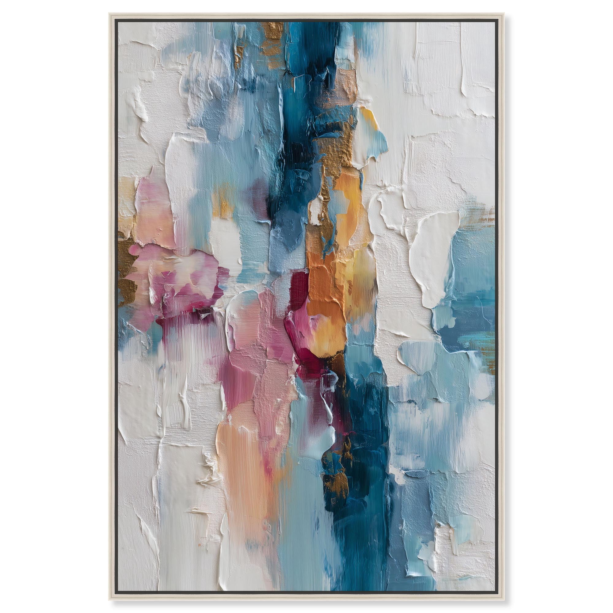 Petal Pink and Ocean Blue II Canvas Modern Wall Decor by Art Remedy, Silver Frame, 10 x 15