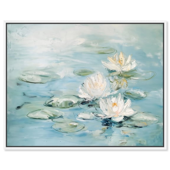 Petal Pools II Canvas Classic Landscapes by Art Remedy, White Frame, 20" x 16"