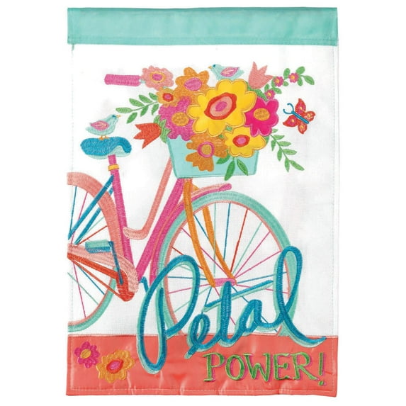 Petal Power Pink Floral Bicycle 19 x 13 Small Polyester Outdoor Hanging Garden Flag
