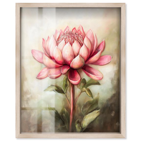 Petal Prism Protea I Shadowbox Print Spring Wall Decor by Art Remedy, Blonde Frame, 30 x 36