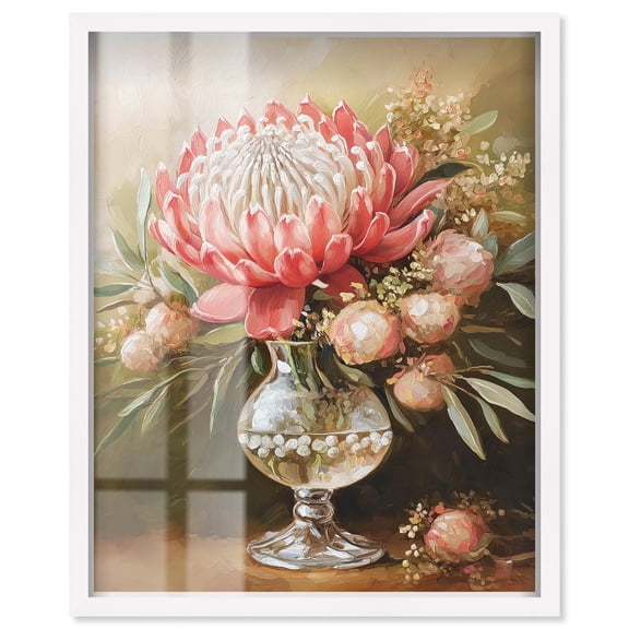 Petal Prism Protea II Shadowbox Print Spring Wall Decor by Art Remedy, White Frame, 30 x 36