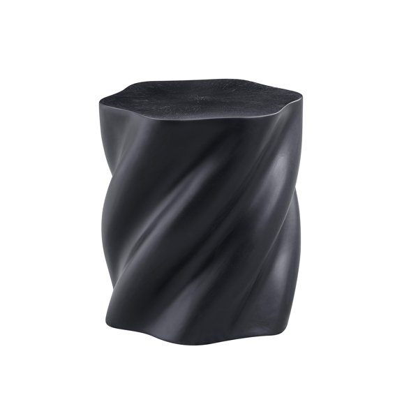 Petal Shape Side Table Black Fiberglass Sculptural Accent Table, 19.69" High, Root-Textured Twisted Base, Stain & Heat Resistant, 300LBS Load Capacity, Modern Minimalist Art Deco for Livin