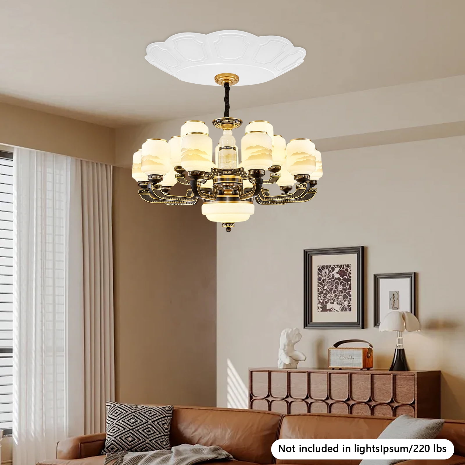 Petal-Shaped Chandelier Cover for 220lbs Hoist – White Baking Paint, 20.67*3.15in Size, Smooth Safety Edges – Ideal for Lamp Decoration