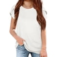 thumbnail image 1 of Petal Sleeve Kids V-Neck Solid Color T-Shirt Tops, 1 of 3