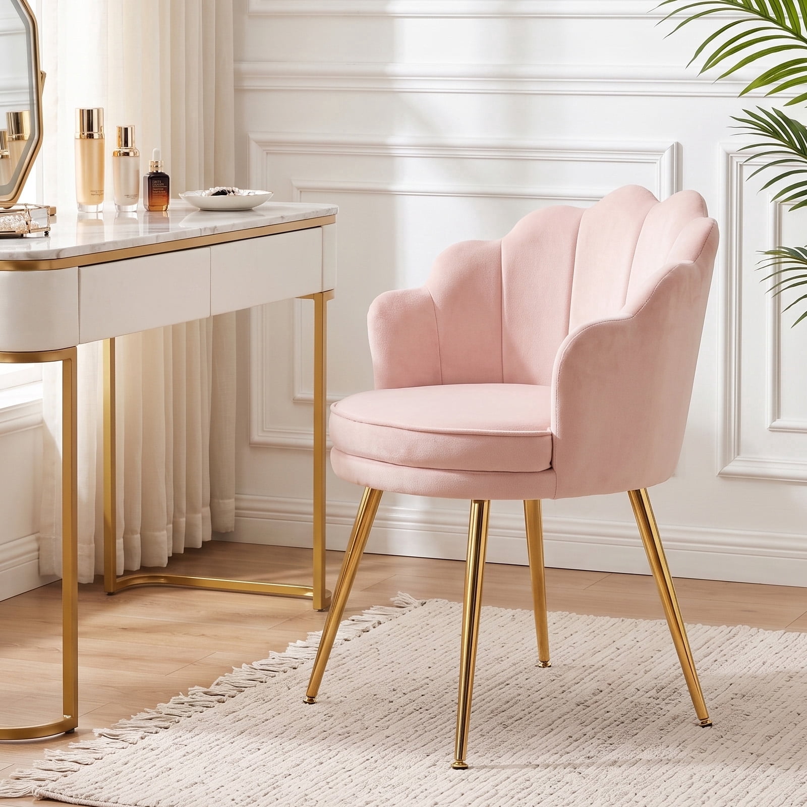 Linon Alyssa Upholstered Adjustable Armless Desk Chair Gold Legs