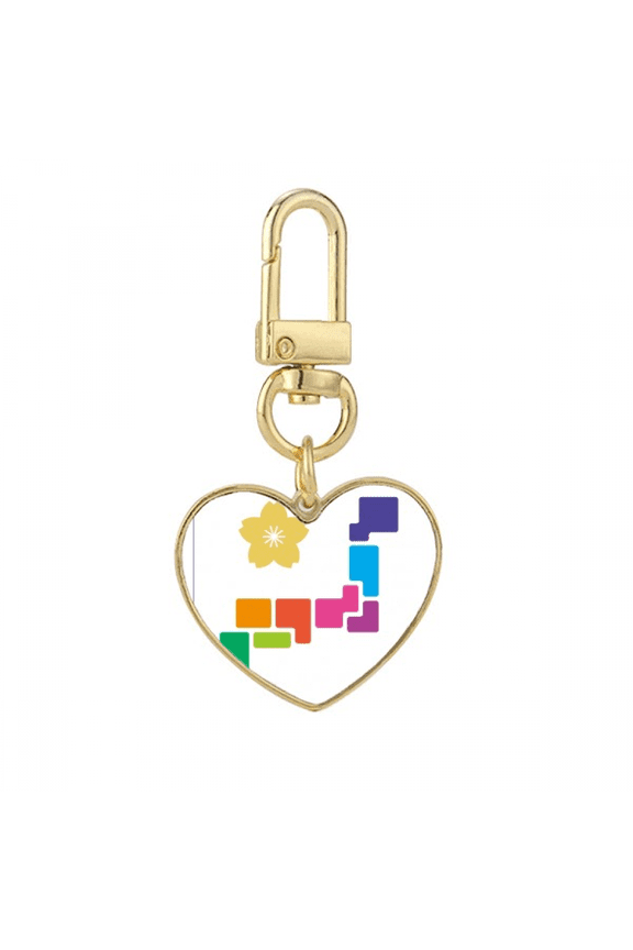 Petal Yellow Love Japanese Expression Gold Heart Keychain Metal Keyring Holder