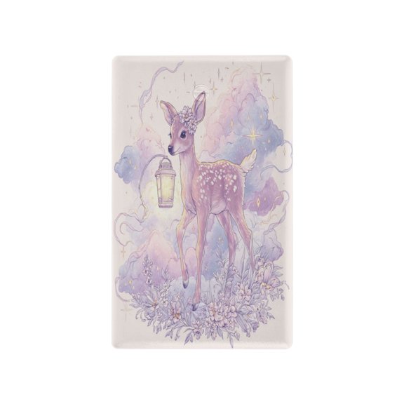 Petal-crowned Deer Decorative Wall Plate, Flame Retardant PC Plastic Light Switch & Outlet Cover with Mounting Screws Fits Blank Unused Outlet