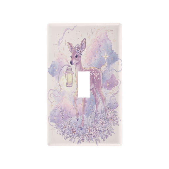 Petal-crowned Deer Decorative Wall Plate, Flame Retardant PC Plastic Light Switch & Outlet Cover with Mounting Screws Fits Toggle Switch