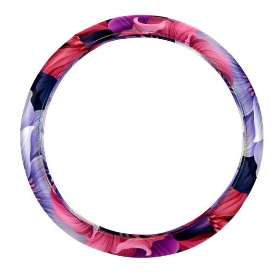Petal flower 14.5 Inch Printing PVC Leather Auto Accessories Car Wheel Covers, Steering Wheel Covers, Steering Wheel Cover