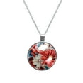thumbnail image 1 of Petal flower Glass Circular Pendant Necklace - Stylish Jewelry Necklaces for Women, 1 of 5