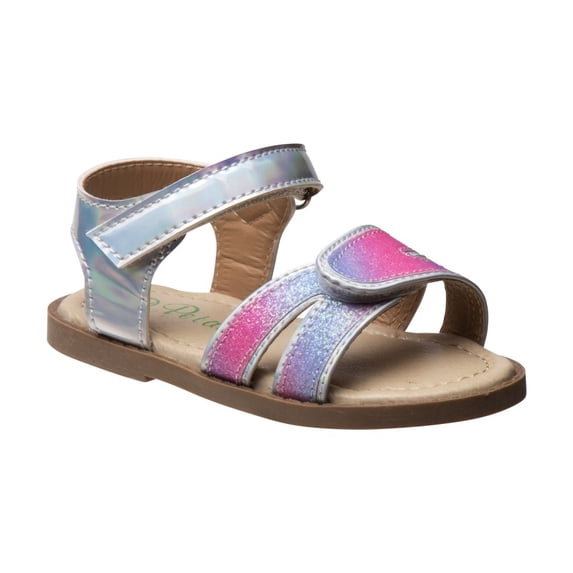 Petalia Double Hook And Loop Girls Open Toe Toddler Strap Sandal, Multi, 7